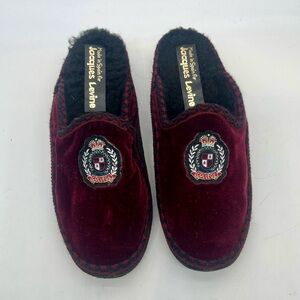 JACQUES LEVINE WOMEN'S Red Velvet INDOOR HOUSE SLIPPERS "College" MADE IN SPAIN